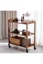 FFD 3 Tier Bamboo Kitchen Trolley, 3 And 4 Tier Kitchen Storage Rack Serving Trolley Island Cart