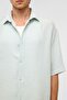 Oversize Short Sleeve Muslin Fabric Shirt Blue - 6