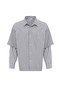 Double sleeve detailed relaxed fit striped shirt - 3