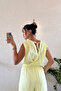 Women's Yellow Double Breasted Collar Summer Jumpsuit Nbmy3805 - 4