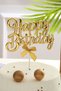 Gold Color Happy Birthday Written Cake Decoration