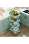 4 Tier Rolling Utility Cart Metal Multi-purpose Trolley Home Kitchen Storage Organizer Cart with Han - 5