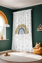 Green Floral Rainbow Patterned Children's Baby Room Background Curtain (Single Wing Pricing) - 3