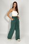 Women's Woven Modal Elastic Waist Wide Leg Pocket Drawstring Palazzo Pants Emerald Green - 2