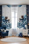 Blue Airplane Teddy Bear Patterned Children's Nursery Drapery Curtain (Single Panel Pricing) - 2