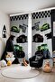 Black Monster Truck Patterned Children's Baby Room Background Curtain (Single Wing Pricing) - 2