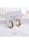 Steel Gold Color Stone Oval Earrings