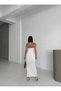 U-Neck Halter Neck Gold Accessory Detail Side Gathered Side Slit Lined Long Dress - 4
