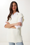 Women's Ecru V-Neck Long Knitwear Sweater Pf00112 - 2