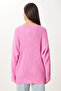 Women's Pink V-Neck Brioche Knit Oversized Knit Sweater ZA00059 - 6