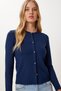 Women's Navy Blue Basic Seasonal Knitwear Cardigan Ub00417