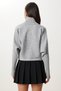 Women's Gray Finger Snap Crop Ribbed Knitwear Sweater Mx00238 - 5