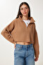 Women's Biscuit Zippered Turtleneck Sweater MX00124 - 2