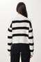Women's Ecru High Collar Striped Knitwear Sweater ZA00073 - 5