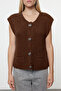 Brown Soft Textured Fitted Knitwear Vest Twoaw25Ye00027 - 3