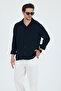 Linen Textured Oversize Men's Shirt Black - 2