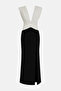 Siyah-Beyaz Renk Bloklu Maxi Boy Elbise TPRSS25EL00315 - 5
