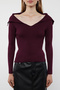Bordo Carmen Yaka Düz Triko Kazak TWOAW22KZ0993 - 3