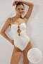 Ekru Cut Out Detaylı Straplez Kaplı Brazilian Mayo TBESS25MA00098 - 2