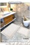 Cotton Woven & Tufting Water Absorbent Bath Mat Set, Bathroom Rug Dominomoss 2 Li Set 60X100 - 60X50 - 3