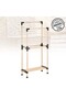 Wooden Bathroom Towel Holder with Shelf 2 Hangers 48 Cm Width - 2