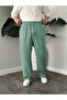 Men's Green Summer Muslin Linen Cotton Fabric Relaxed Fit Pantalon