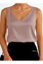 V-Neck Zero Sleeve Satin Blouse -G.Kurusu