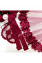 Burgundy Satin Fish Back Pearl Veil Girdle Gloves Set - 2
