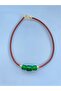 Green Murano Bead Leather Necklace Gold Non-Tarnish Apparats