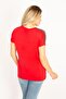 Women's Large Size Red Shoulder and Pocket Detailed Blouse 65n34524 - 3