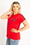 Women's Large Size Red Shoulder and Pocket Detailed Blouse 65n34524 - 5
