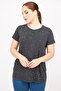 Women's Anthracite Plus Size Blouse with Stone and Pearl Detail 65n35948 - 6