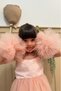 Salmon Top Pearl Tulle Big Pompom Girl's Baby Girl Dress - 3