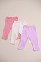 3-Piece Combed Cotton Baby Girl Leggings 100% Cotton - 3