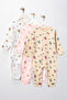 Printed Cotton Cuffed 3-Piece Romper Set Colorful Patterned 9-12-18 Months Baby Clothes - 2