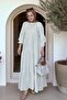 Buttoned Robe Cut 4 Layer Muslin Dress – 100% Cotton Summer Model (Size 36-52) Beige - 2