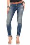Women's Blue Distressed Washed Jeans - 2