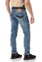 Cd795 Biker Style Men's Jean Trousers with Leather Detail - 6