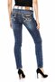 Wd462 Embroidered Dark Blue Women's Jeans - 5