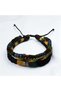 Bali Style Zamak Detailed 4-Piece Wooden Bead, Vegan Leather and Paracord String Elevator Bracelet - 7