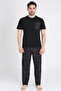 Leeds Wrist 100% Cotton Men's Short Sleeve Plaid Black Pajama Set - 3
