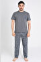 Leeds Wrist 100% Cotton Men's Short Sleeve Plaid Gray Pajama Set - 3