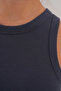 Cotton Camisole Ribbed Crew Neck Women's Undershirt - Smoked - 6