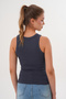Cotton Camisole Ribbed Crew Neck Women's Undershirt - Smoked - 5