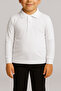 Unisex Children's Polo Neck Long Sleeve White School T-shirt Combed Cotton - 3