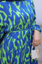Fusta cu model verde Rochie Viscon stratificată - 4