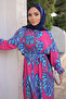 Fuchsia Patterned Skirt Tiered Viscon Dress - 4
