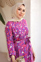 Purple Patterned Skirt Layered Viscon Dress - 5