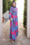 Fuchsia Patterned Skirt Tiered Viscon Dress - 3