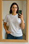 Style Kadın Beyaz Basic Oversize Tişört - 4